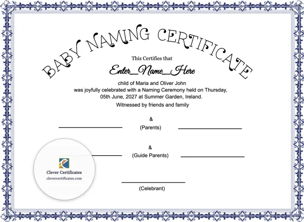 Free Humanist Baby Naming Certificate