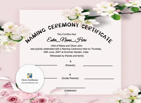 Free African Naming Ceremony Certificate