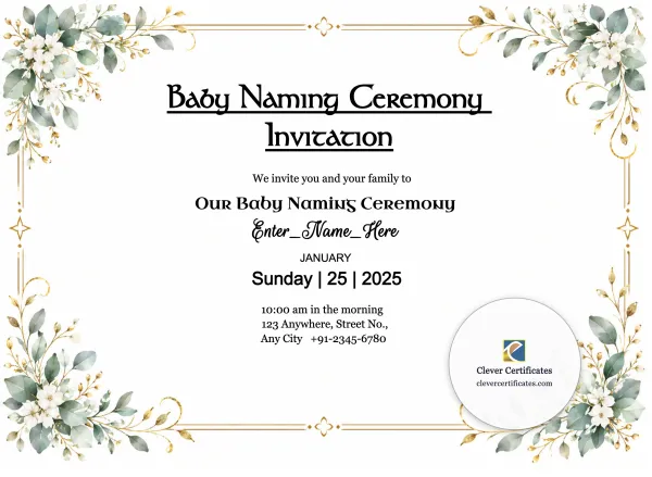 Free Baby Naming Ceremony Invitation