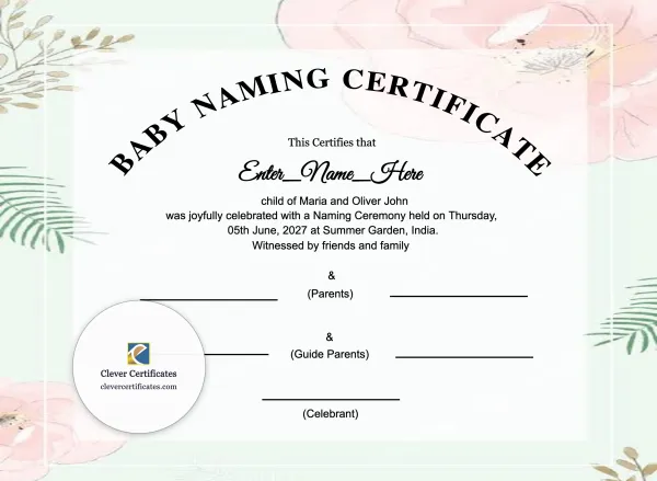 Free Blended Family Baby Naming Certificate