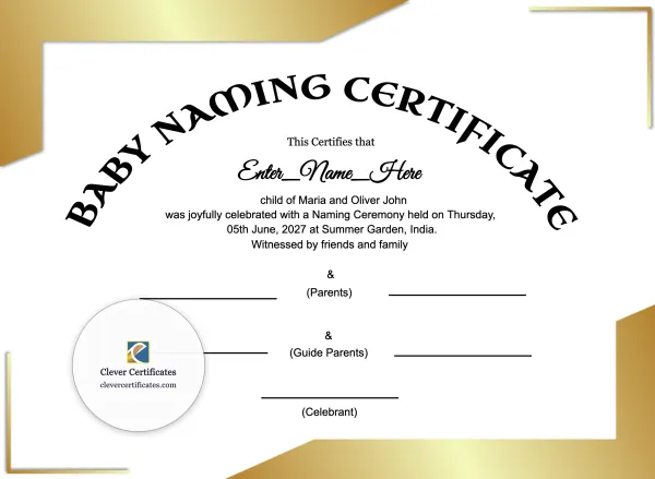 Free Modern Minimalist Baby Naming Certificate