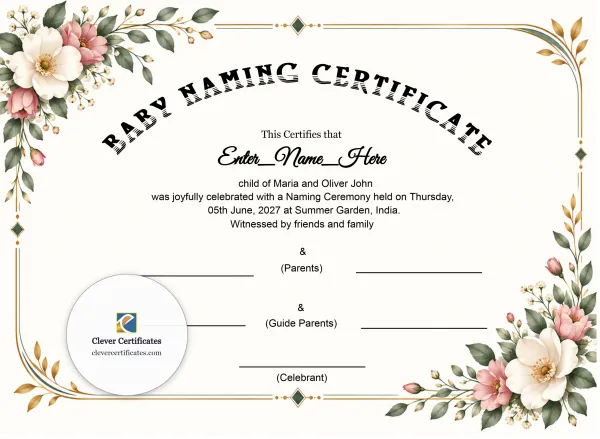 Free Premium Baby Naming Certificate