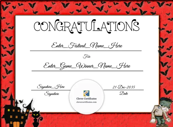 Free Fall Festival Award Certificate