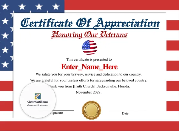 Free Veteran Appreciation Certificate