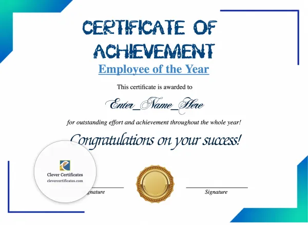 Free Employee Of The Year Certificate