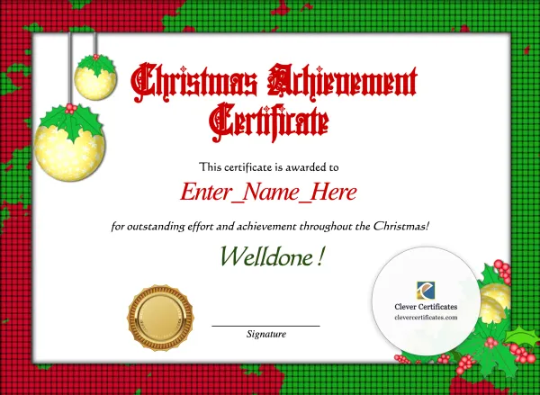 Free Christmas Achievement Certificate