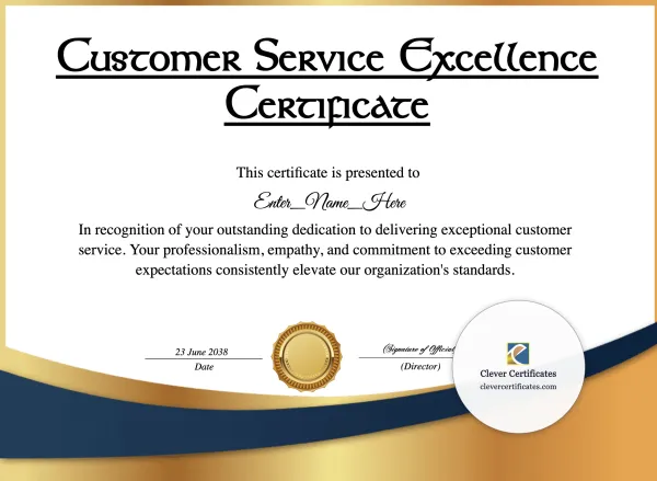 Free Customer Service Excellence Certificate