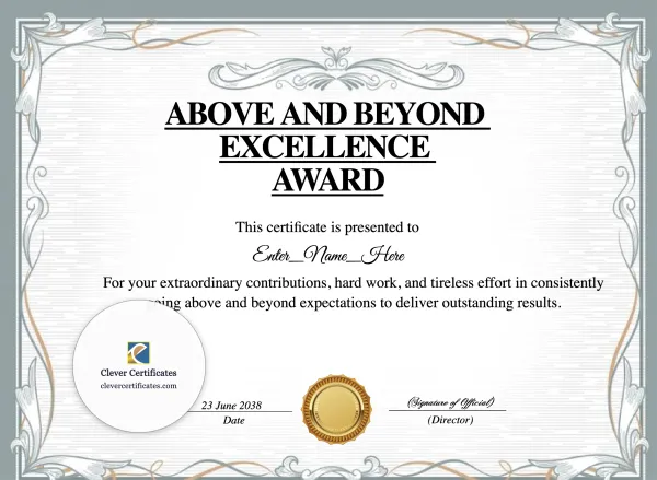 Free Above And Beyond Award