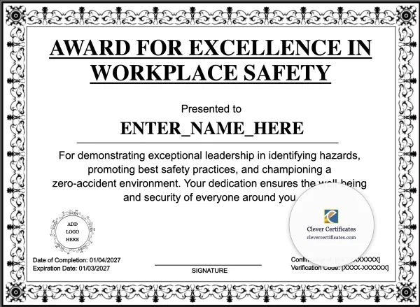 Free Workplace Safety Excellence Award