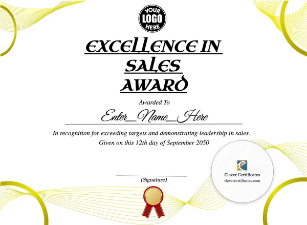 Free Sales Achievement Certificate