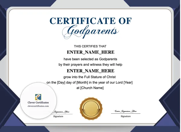 Free Godparents Certificate — Landscape