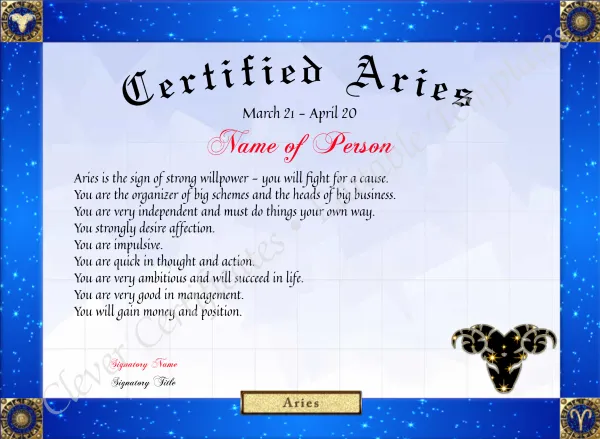 Certified Aries Award