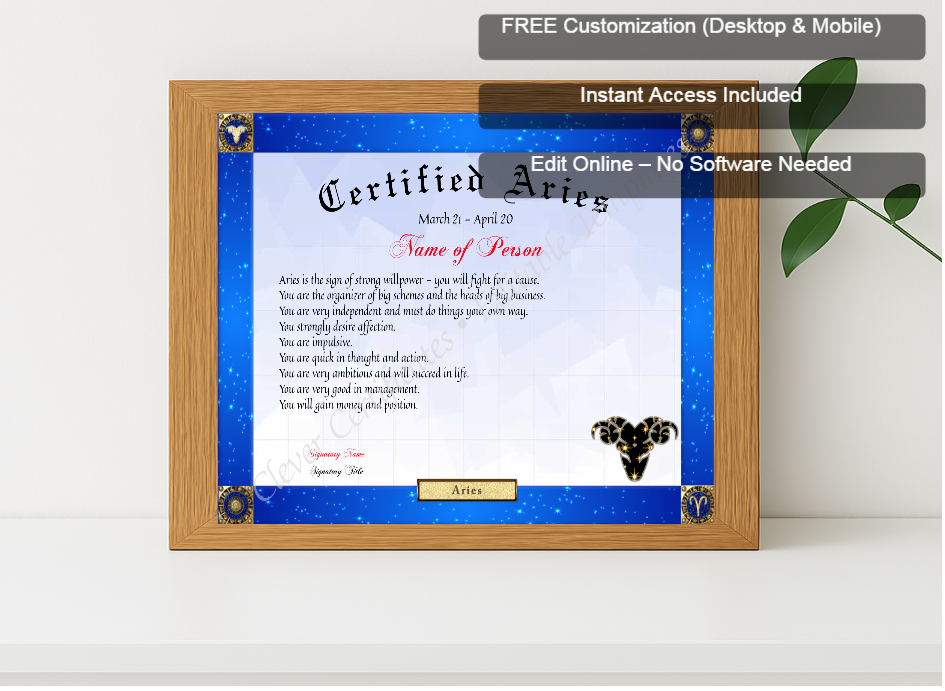 Premium mockup with Free Editor badge stack for Certified Aries Award