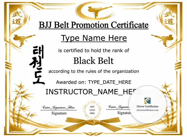 Free BJJ Belt Promotion Certificate