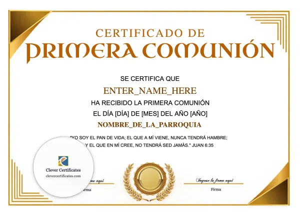 Free Certificado de Primera Comunión — Landscape