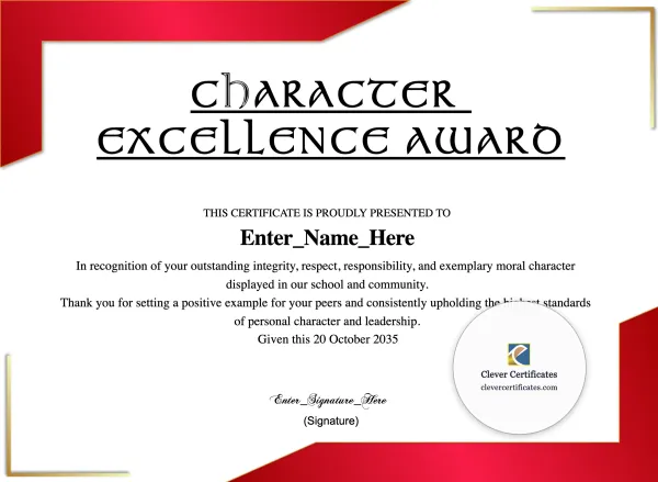 Free Character Excellence Award