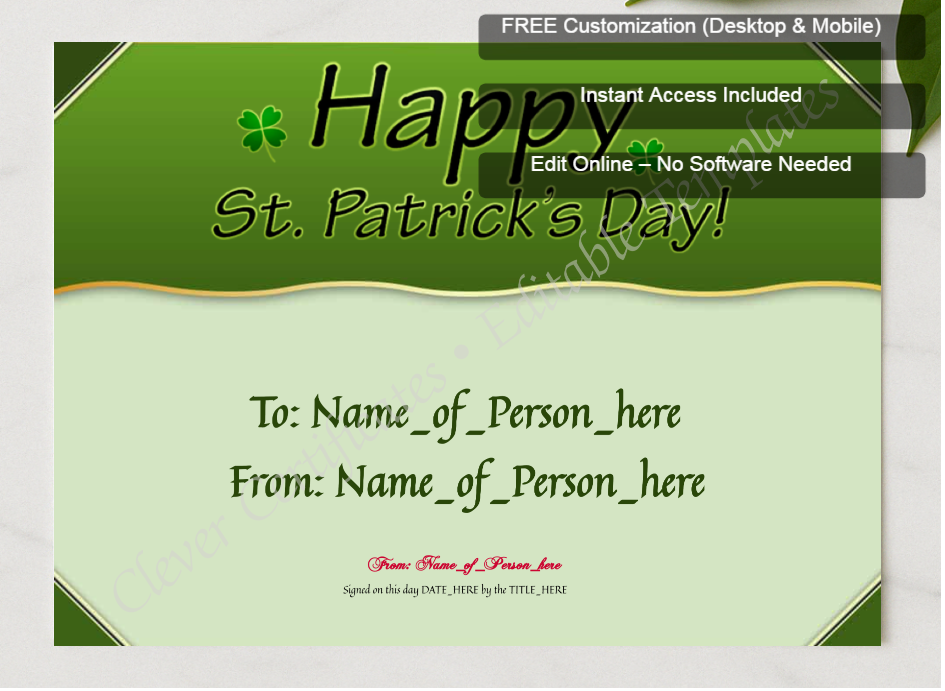Framed preview featuring Free Editor badge stack for Happy St Patricks Day 3