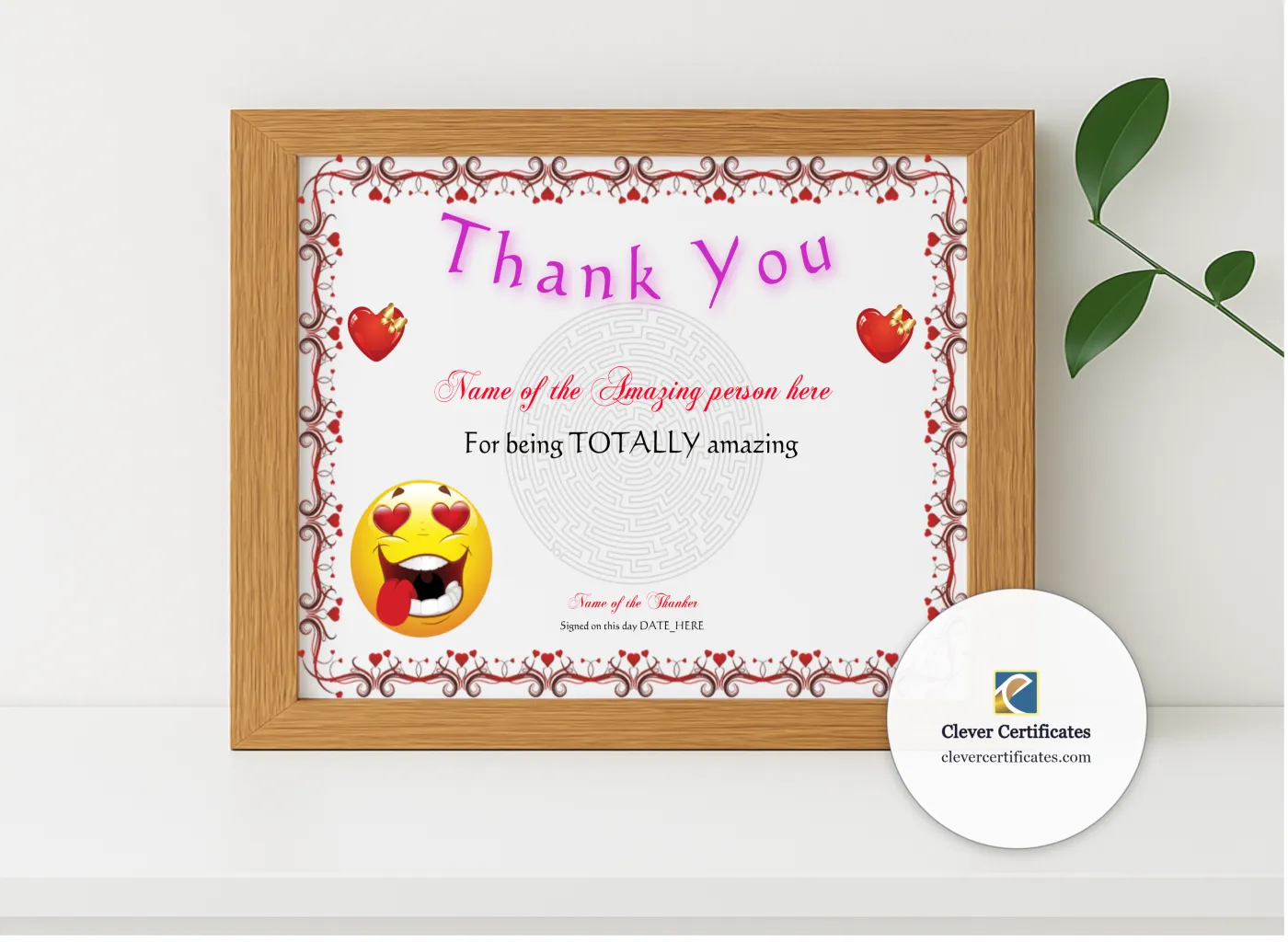 Realistic mockup featuring Amazing You Award displayed within a modern frame, set against a minimalistic background.