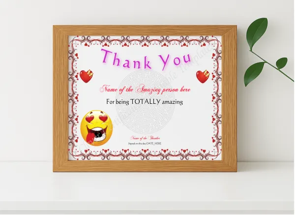 Realistic mockup featuring Amazing You Award displayed within a modern frame, set against a minimalistic background.