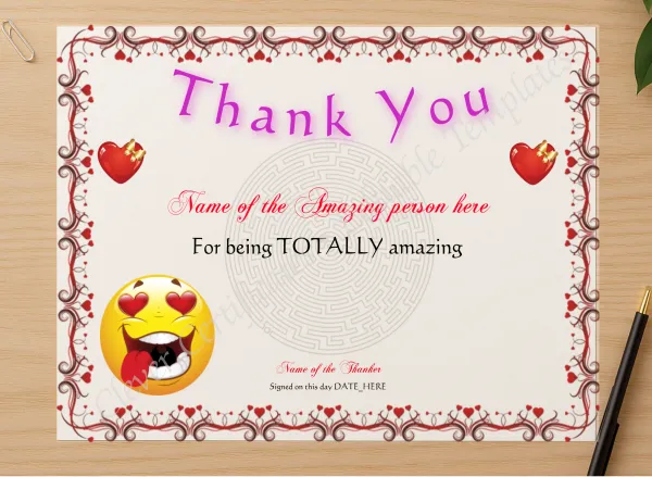 Professional preview of Amazing You Award certificate on high-quality stationery paper, ideal for showcasing the final look.