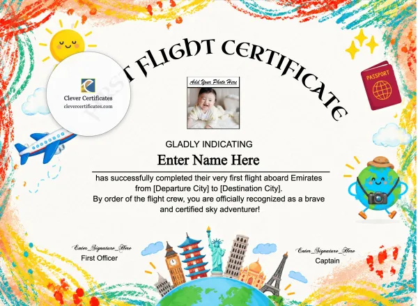 Free Emirates Kids First Flight Certificate