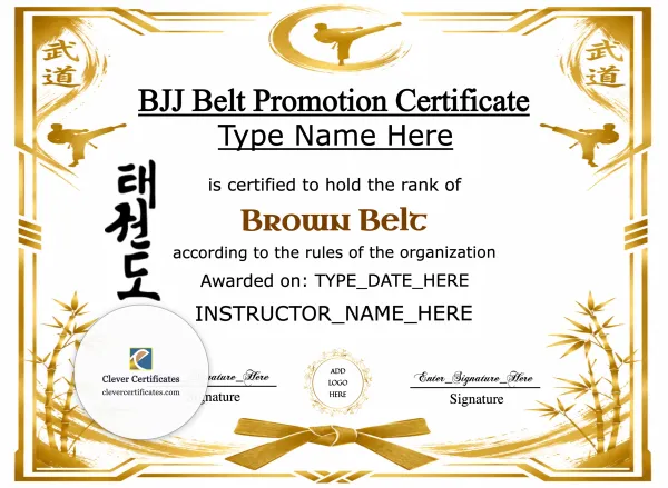 Free BJJ Brown Belt Certificate
