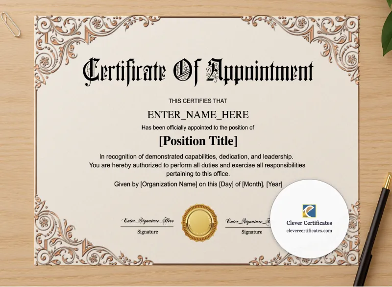 Professional preview of Employee Appointment Certificate certificate on high-quality stationery paper, ideal for showcasing the final look.