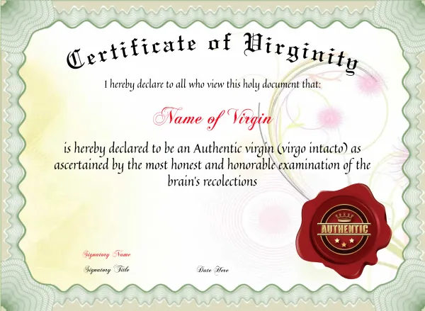 Certificate Of Virginity