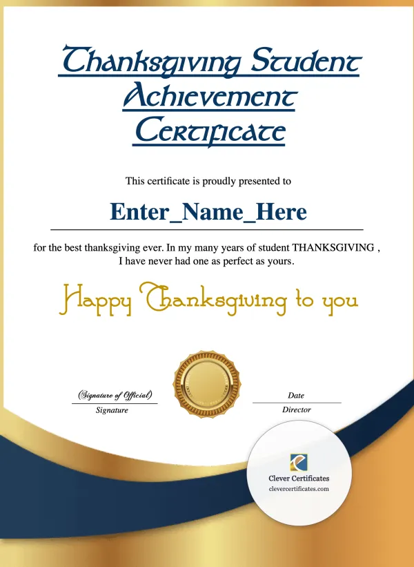 Thankful Student Certificate — Certificate Template Preview