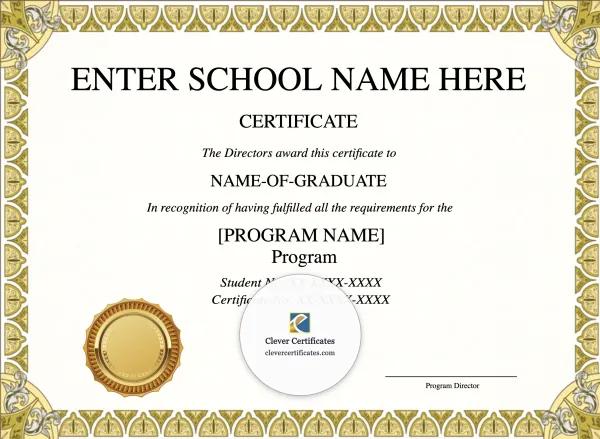 Program Completion Certificate – Gold Shields Classic Landscape