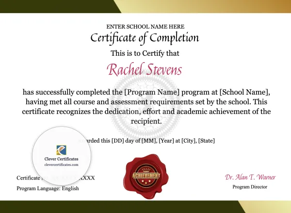 Program Completion Certificate – Modern Gray Gold Landscape
