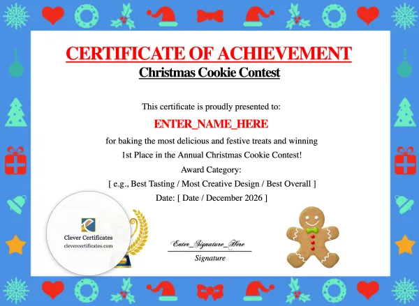 Free Christmas Cookie Contest Winner Certificate