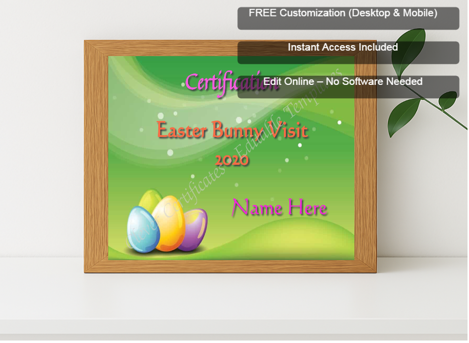 Premium mockup with Free Editor badge stack for Easter Bunny Visit Award