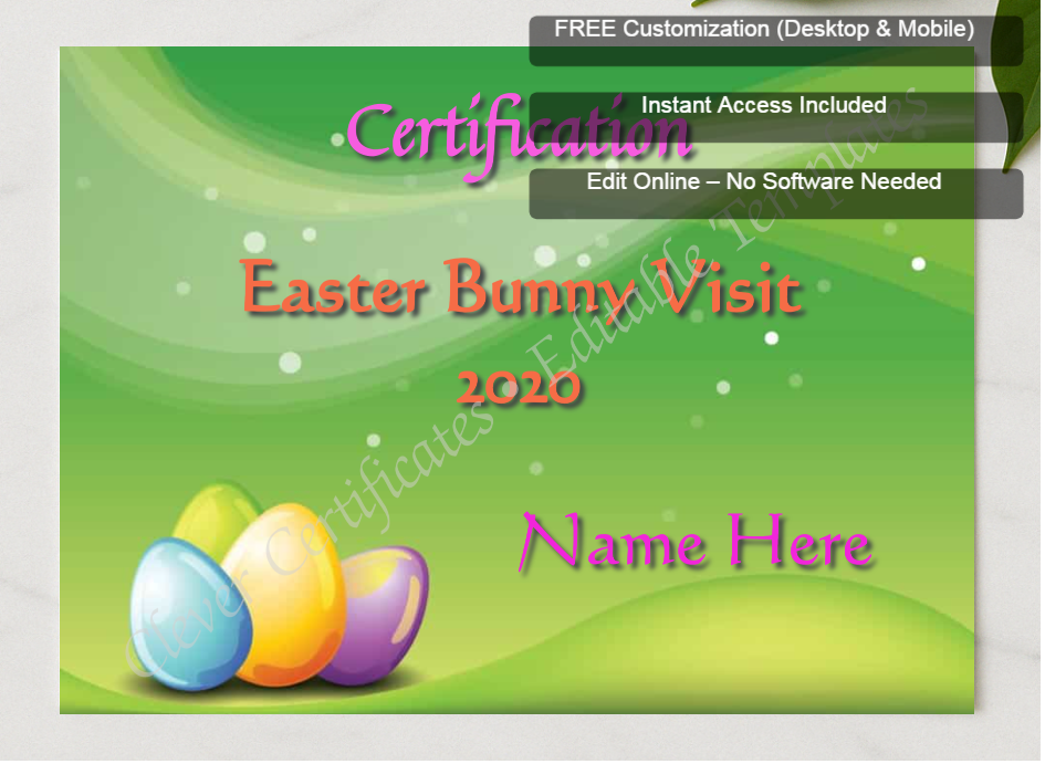 Framed preview featuring Free Editor badge stack for Easter Bunny Visit Award