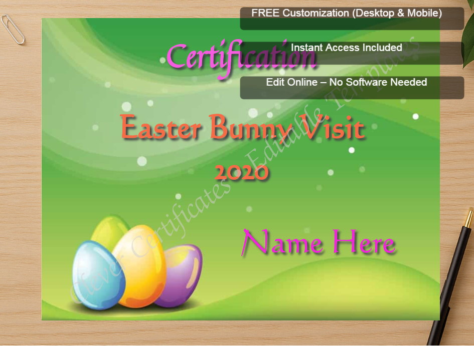 Zoomed preview with Free Editor badge stack for Easter Bunny Visit Award