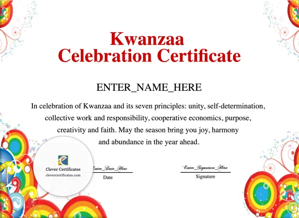 Free Kwanzaa Celebration Certificate