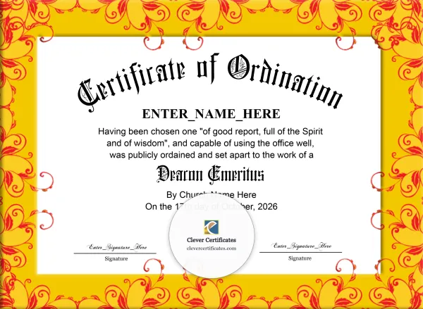 Free Deacon Emeritus Certificate