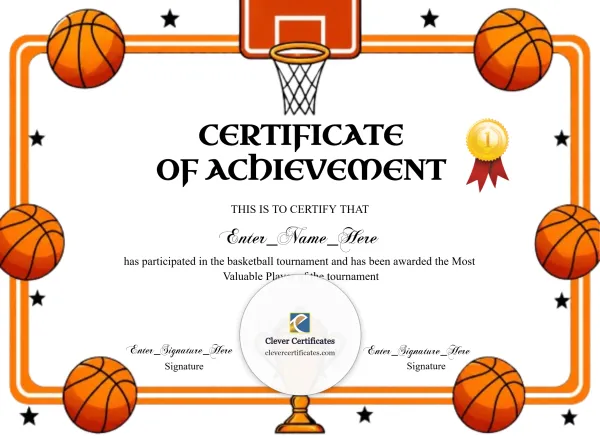 Free Basketball MVP Certificate
