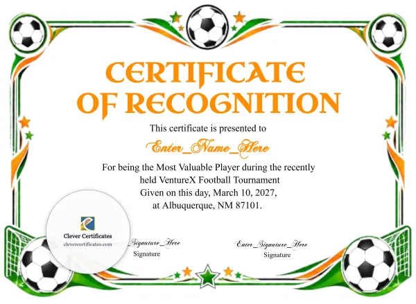 Free Football Certificate