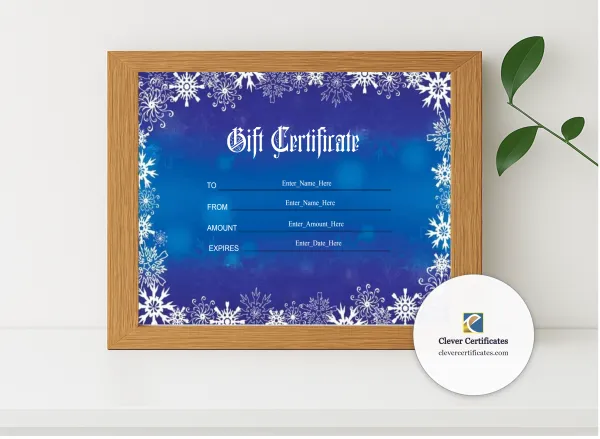 Realistic mockup featuring Christmas Gift Voucher displayed within a modern frame, set against a minimalistic background.