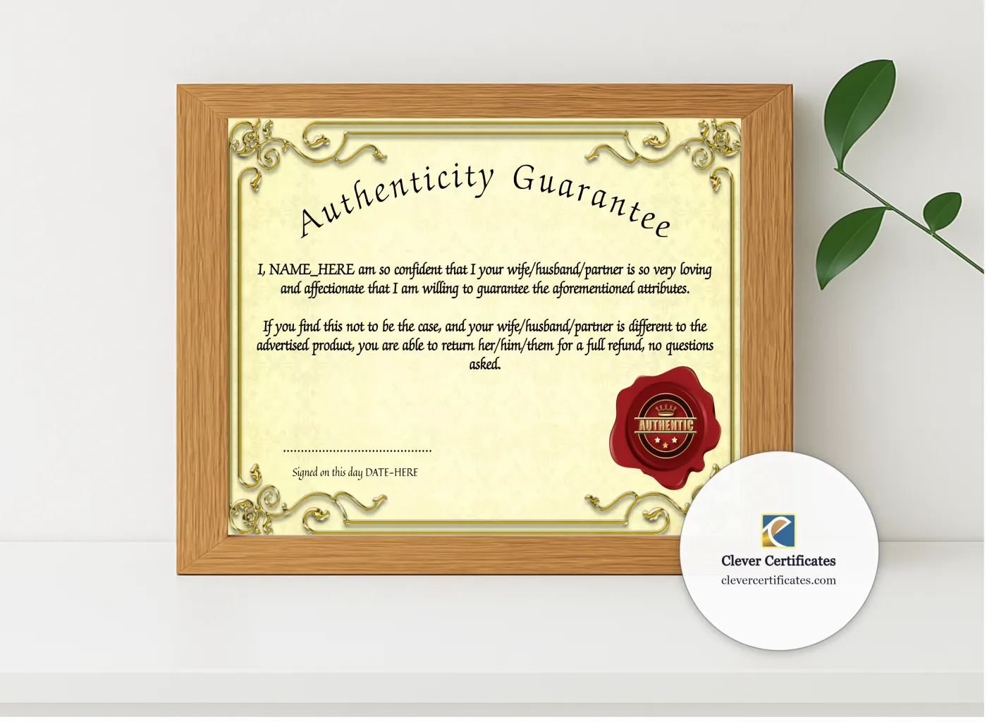 Realistic mockup featuring Authentic Spouse displayed within a modern frame, set against a minimalistic background.