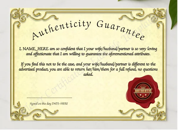 Authentic Spouse presented in a sleek wooden frame, elegantly arranged on a stylish table.
