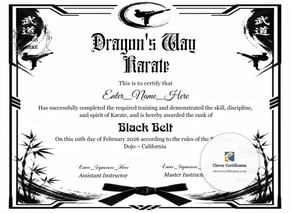 Free Kids Karate Belt Promotion Certificate
