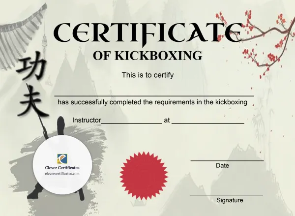 Free Kickboxing Grading Certificate
