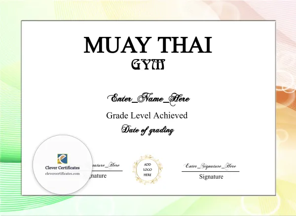 Free Muay Thai Grading Certificate