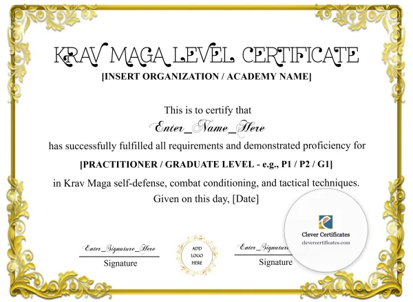Free Krav Maga Level Certificate