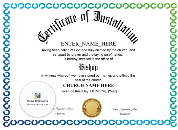 Free Bishop Installation Certificate