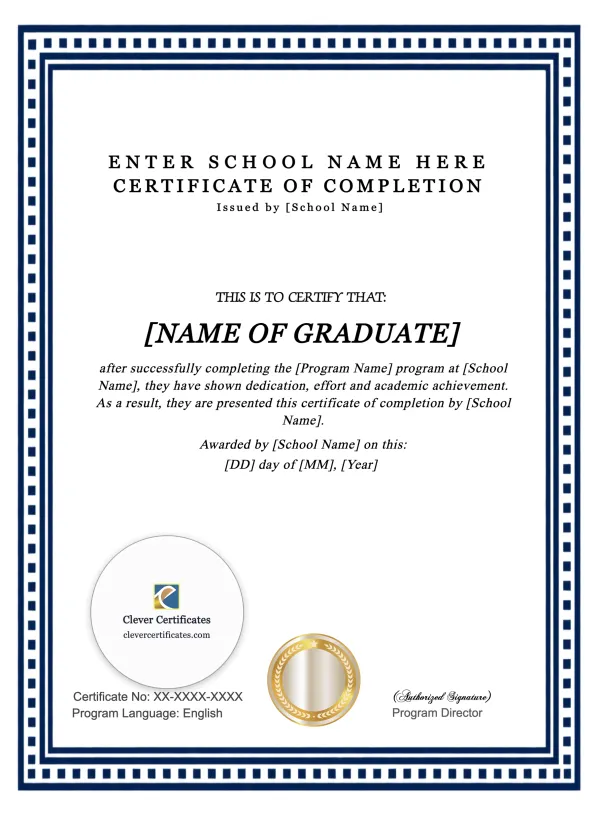Program Completion Certificate Minimal White Portrait — Certificate Template Preview