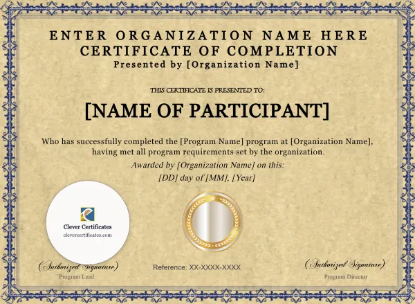Free Program Completion Certificate — Two Signature Gold Seal