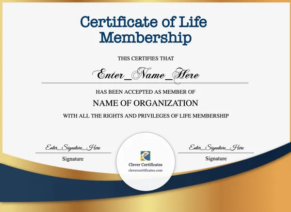 Free Certificate of Life Membership
